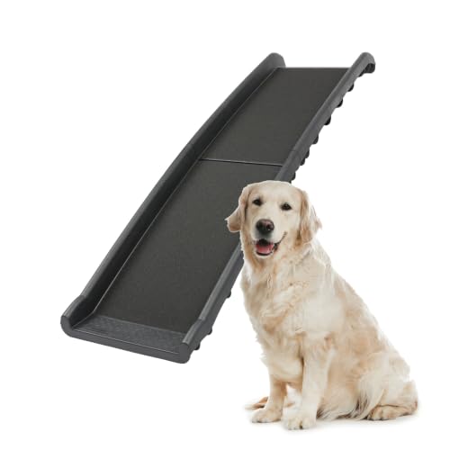 PetSafe Happy Ride Folding Dog Ramp | Extends 62 in, Lightweight Ramp Folds for Storage, High-Traction, Side Rails, Rubber Feet, Supports up to 150 Lb