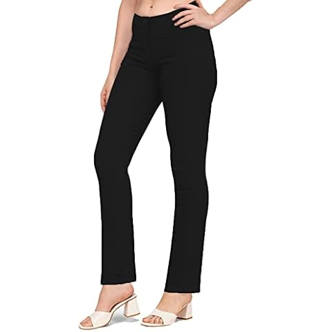 femiss Girls Black School Trousers Straight Leg Stretch Women Office Work Trouser (Black-Boot-8) Cover