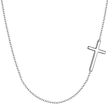EVER FAITH 925 Sterling Silver Simple Church Sideways Cross Pendant Choker Necklace Birthday/Mothers Day/Valentines Day/Christmas Jewelry Gift for Women Girls