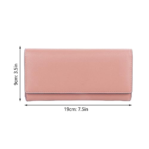 Bolsa de Moedas de Cartão Feminino, Carteira Feminina de Couro PU de Grande Capacidade, Costura Fina