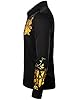 PARKLEES Men's Hipster Rose Floral Print Design Slim Fit Long Sleeve Button Up Party Dress Shirt Black Gold S #1
