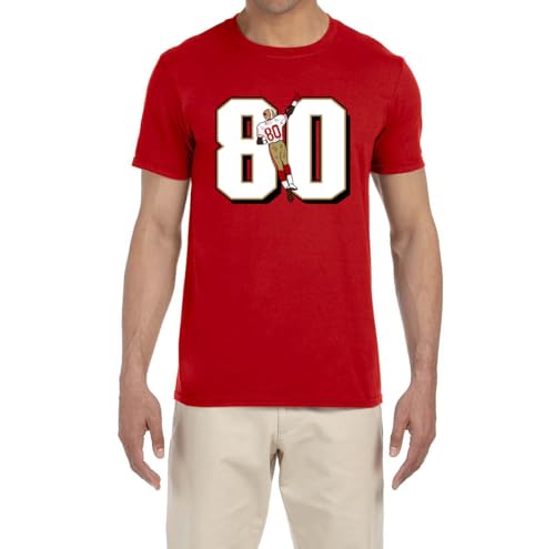 Red San Francisco Jerry Rice 80 Logo T-Shirt