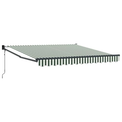 Auvent rétractable 300x250 cm en polyester vert et blanc pour l'ombrage de terrasse - 2