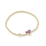 Kendra Scott Ari Heart Stretch Bracelet, 14k Gold-Plated Brass, Fashion Jewelry for Women, Purple Drusy
