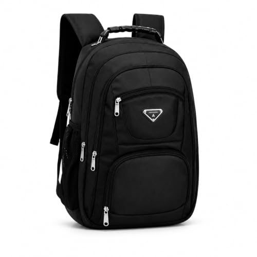 Mochila Unissex Reforçada com Entrada USB, Cabo de Aço e Compartimento para Notebook – Múltiplos Bolsos para Trabalho, Escola e Viagem – Preta
