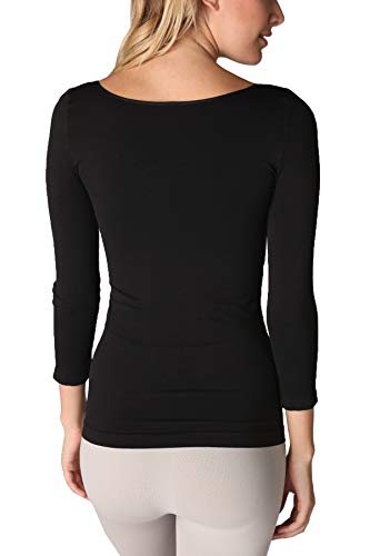 NIKIBIKI Women Seamless 3/4 Sleeve Scoop Neck Top, Made in U.S.A, One Size3