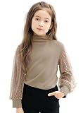 [Bee] ビー チュール袖トップス ガールズ 女の子 キッズ 春 秋 tas05299 140cm グレージュ×ブラウンチュール袖