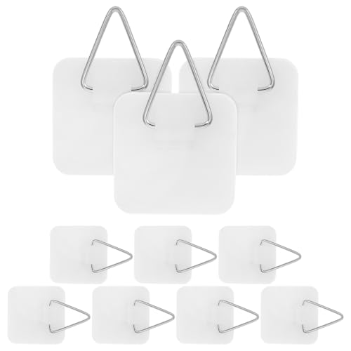 Sosoport Lot de 10 Crochets Adhésifs Muraux Décoratifs Supports sans Perçage pour Cadres Photo et Assiettes Finition Blanche Fixation Solide pour Salon Chambre et Bureau Porte-Photo