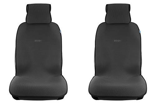 Sojoy -IsoTowel Four Seasons Car Seat Covers Universal Car Seat Cushions for Front Two Seats Comes with 2 Pieces - Honeycomb Cloth (Carbon Black)
