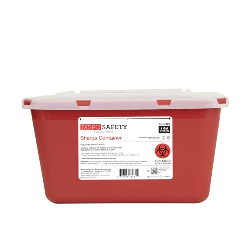 Dynarex Dispo Safety Sharps Container - 1 gal. - Puncture-Resistant Biohazard Container for Safe Hazardous Waste Disposal - 6.9 Dynarex Dispo Safety Sharps Container - 1 gal. - Puncture-Resistant Biohazard Container for Safe Hazardous Waste Disposal - 6.9