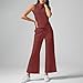Generic All Deals Womens Summer Sweatsuits 2 Piece Set Mock Neck Sleeveless Wide Leg Sweatpant Tracksuits Loose Casual Comfy Lounge Sets Conjuntos De Salón, Medium, A01_red