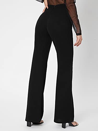 Women's Pants Zipper Back Solid Palazzo Pants Pant for Women (Color : Black, Size : Tall XS)2
