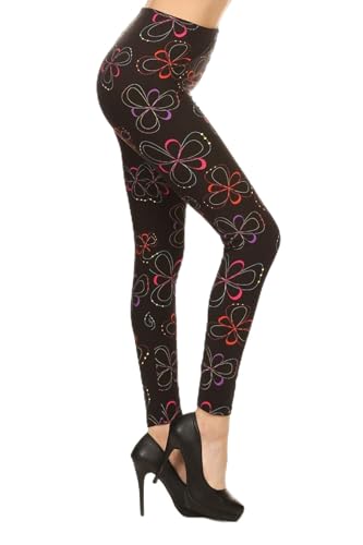 R666-OS Candid Flutters Print Fashion Leggings
