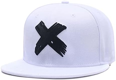 CLOTIME Snapback Hat for Men Women -Hip-hop Adjustable Baseball Cap Flat Bill Visor Trucker Cap Unisex (White X)