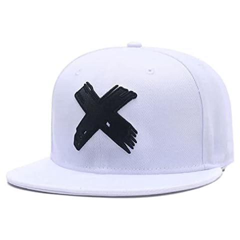 Quanhaigou Embroidered X Snapback Hats for Men and Women Adjustable Hip Hop Boy Baseball Cap White Cover