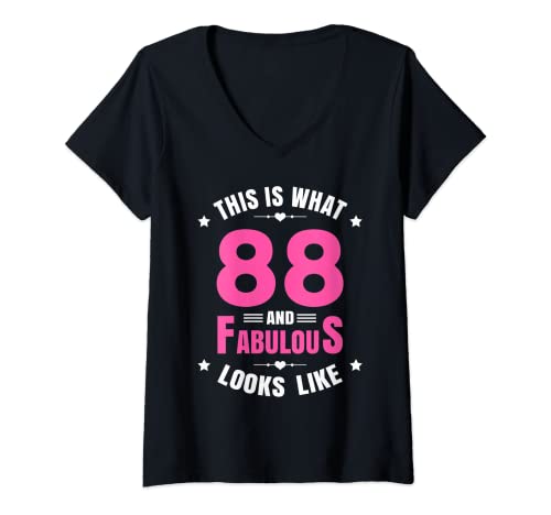 Mujer 88 y fabuloso cumpleaños de 88 años feliz cumpleaños 88 Camiseta Cuello V