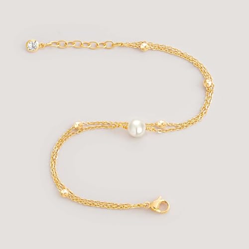 Image of MEVECCO Bracelet for Women 14K Gold Plated Dainty Chain Simple Jewelry Cute Handmade Minimalist for Her