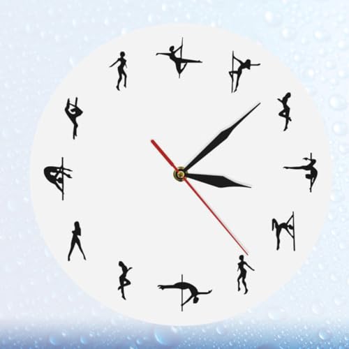 Horloge murale pole dance blanche acrylique silencieuse bureau salon - 8