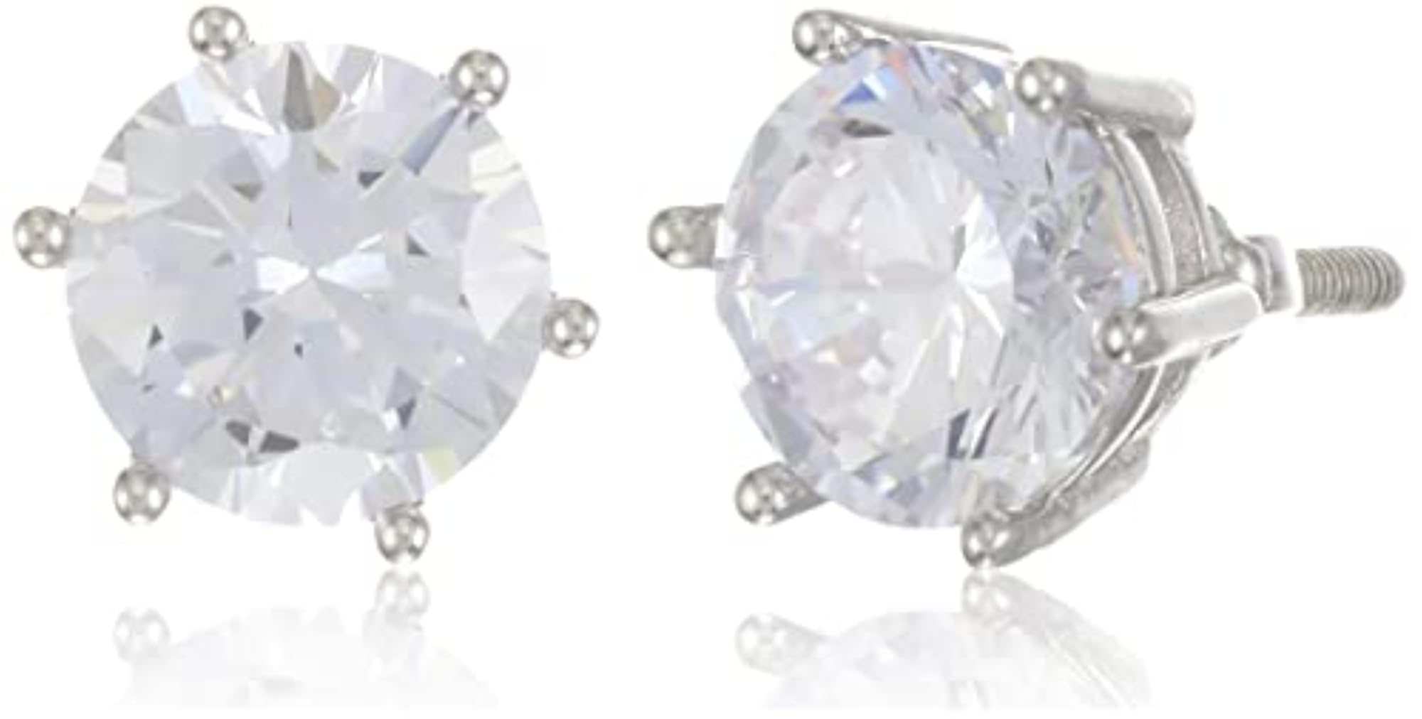 Women's 92.5 Sterling Silver Floral Design Stud Earring Set with CZ Stones