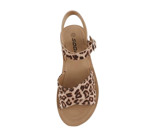 Image of Soda CHESTER ~ Women Flat Sandals Flatform Ankle Buckle Criss Cross Band Straps Sandals Shoes (Gold Raffia, 5.5)