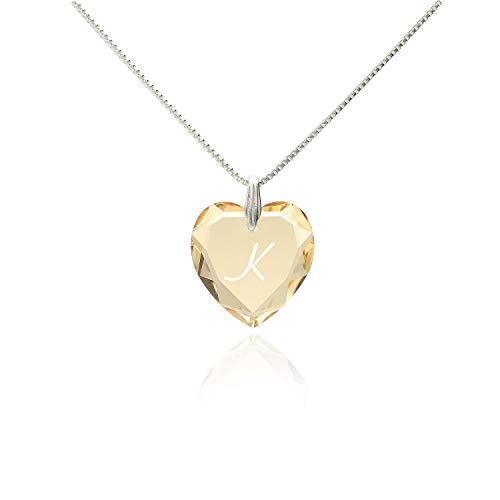 Cadena Plata Letra K Regalo de Cumpleaños Infantil Corazón Swarovski