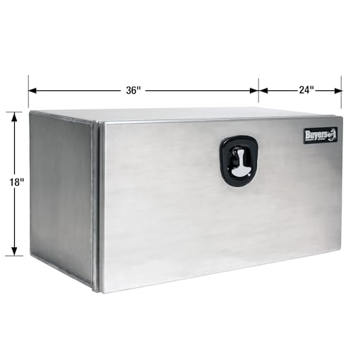Image of Buyers Products 1706420 Pro Series Underbody Truck Box With 3-Point Compression Latch, Smooth Silver Aluminum, Made in the USA, 18 x 24 x 36 Inches, Truck Tool Box For Storage & Organization