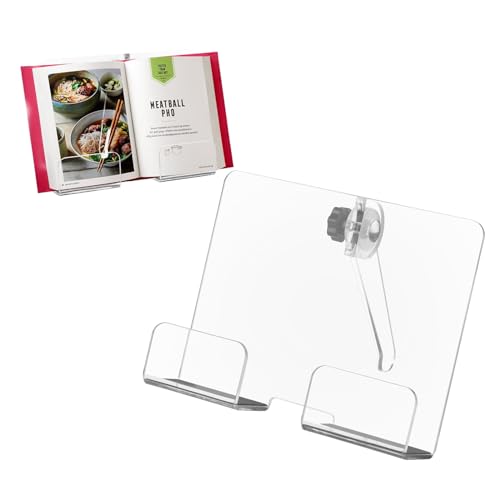 Beautyflier Acrylic Cookbook Holder Reading Book Holder with Any Adjustable Height, Foldable Cookbook Stand Holder for Viewing Cookbooks, Tablets Perfect for Using in Restaurant, Kitchen, Tabletop