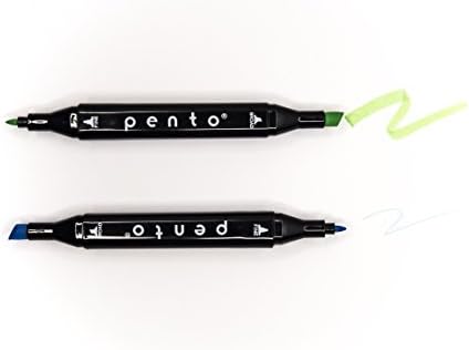 Fabric Marker Pens by Pento - Assorted Vibrant Colours Pack of 12 Dual Tip Broad & Fine Nib Markers Child Safe & Non Toxic Ink for Fun Textile Art Designs on Clothes Shoes Cotton Canvas Bags Bibs Cloth T-shirts and more!