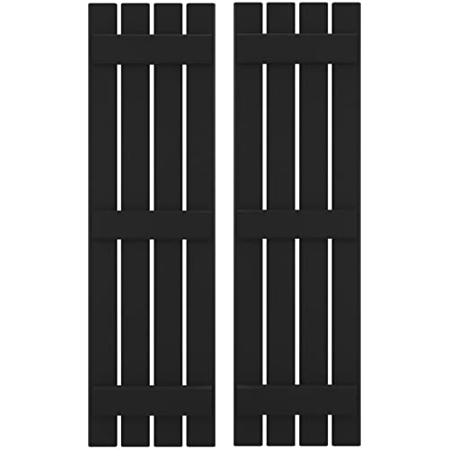 Ekena Millwork ARW401SB415X40BLH Americraft Four 3 Exterior Real Wood Spaced Board-n-Batten Shutters (Per Pair), 15 1/2"W x 40"H, Black
