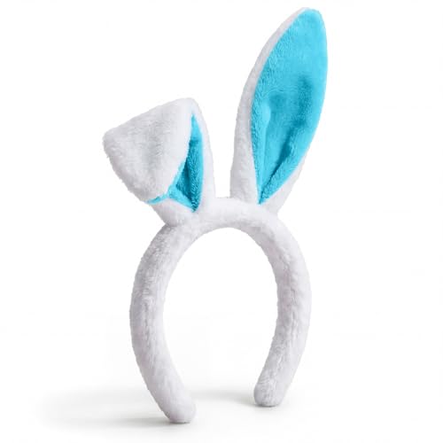 Jadive Halloween Bunny Ears Headband Women Plush Rabbit, Blue