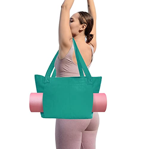 SMFANLIN Bolsa de lona básica para yoga, pilates, bolsa de hombro para oficina, yoga, pilates, viajes, playa y gimnasio (verde) Cover