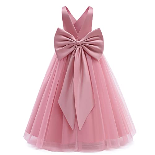 Nileafes Flower Girls Maxi Dress Bridesmaid Wedding Pageant Party Gown 4-14 Age Size 170 (13-14 Years,784Pink-N) #TOP1