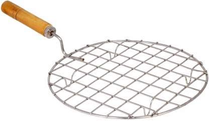 Jama-lu Round Barbeque Jali Roti Roast Grill Papad Roaster Chapati Toast Grill Wooden Handle paneer tandoor net-image-43