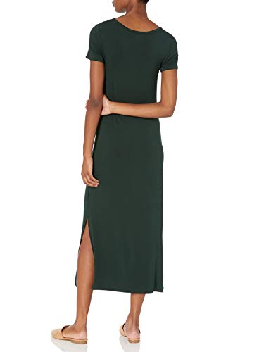 Amazon Essentials Women's Jersey Standard-Fit Short-Sleeve Crewneck Side Slit Maxi Dress (Previously Daily Ritual), Deep Green, Small #TOP1