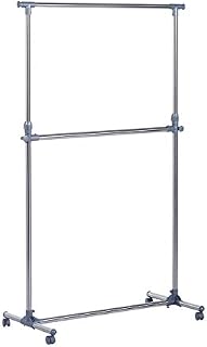 HOMCOM Heavy Duty Clothes Hanger Garment Rail Hanging Display Stand Rack w/ Wheels Adjustable
