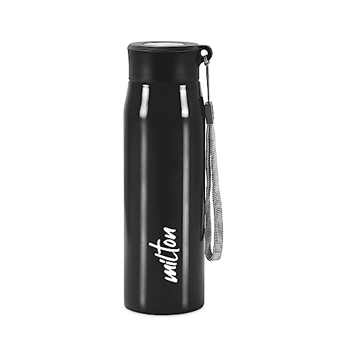 MILTON Handy 650 Stainless Steel Sipper Water Bottle 690 ml, Single Walled, ISI Certified I Leak Proof Lid, Rust Proof I For School, Office, Gym I Black