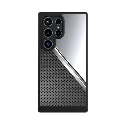 Coque Samsung S24 Ultra NIVOcore protection integrale noire motif carbone acier pour telephone mobile