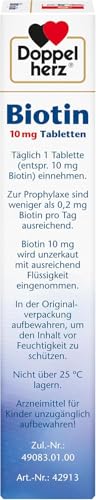 Doppelherz Biotin 10 mg - Biotin unterstützt die Regeneration der schnell wachsenden Zellen von Haut, Haaren und Nägeln - 30 Tabletten