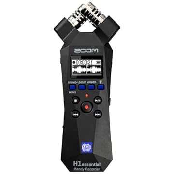 Zoom H1essential Gravador estéreo prático (modelo 2024, série Essential) com flutuador de 32 bits, acessibilidade, microfones X/Y, microfone USB, portátil, para músicos, podcasts, cineastas