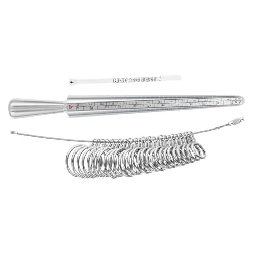 BESTYASH 1 Set Ring Measuring Tool Ring Mandrel Tool Ring Measurement Gauge Ring Sizer Gauge Jewelry Ring Sizing Tool Ring Measuring Tape Ring Sizer for Jewelry Aluminum Alloy Silver