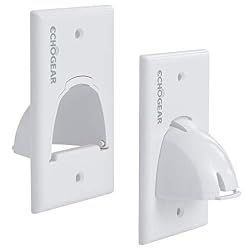 ECHOGEAR White In-Wall Cable Hider – Single Gang Pass-Through Pair – Manage 8 Low Voltage Cords – Quick Install with Wall Template