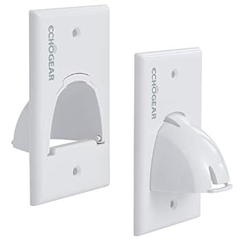 ECHOGEAR White In-Wall Cable Hider - Single Gang Pass-Through Pair - Manage 8 Low Voltage Cords - Quick Install with Wall Template
