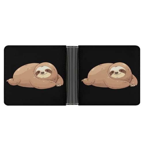 Cute Fat Sloth Funny Billfold Wallet Credit Card Holder Slim Passcase Pouch Purse for Men Women