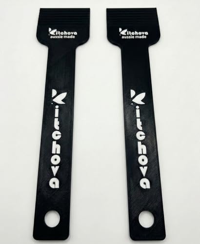 Kitchova Bristle Free BBQ Grill Scraper (2 Pack) – Plastic Barbecue Cleaning Tool – Aussie Made Grill Accessories for Gas, Charcoal, Porcelain & Iron Grates – Rust Proof & Wire Free Scraper (Black)