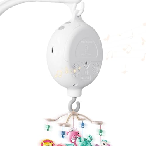 Dhqkqg Baby Mobile pozytywka, Baby Crib Mobile Musical Box, dzwonek do łóżka, wygląd drewna, elektryczna pozytywka dla niemowląt, dzwonek do łóżka, dekoracja, 35 melodii (biała)