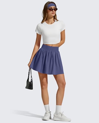 G4Free Athletic Skirts for Women with Pockets A Line High Waisted Golf Skirt with Shorts Lightweight Flowy Tennis Summer(Dusky Purple,XL) — view 6