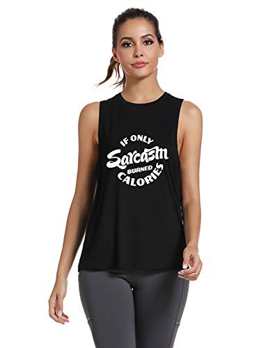Fannoo Workout Tank Tops For Women-If Only Womens Funny Saying Fitness Gym Racerback Sleeveless Shirts Black #TOP3