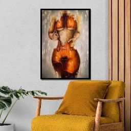 Tableau abstrait avec violon sur toile de taille 80x110cm pour décoration intérieure