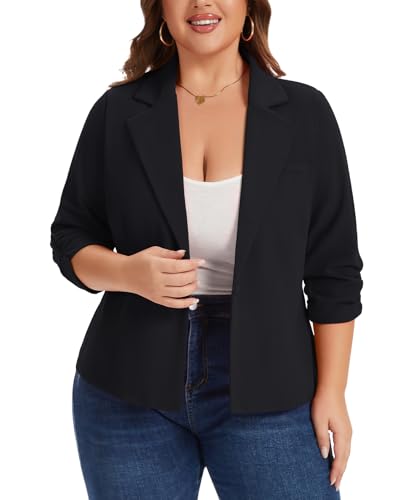 LADI TREND Plus Size Cropped Blazers for Women Business Casual