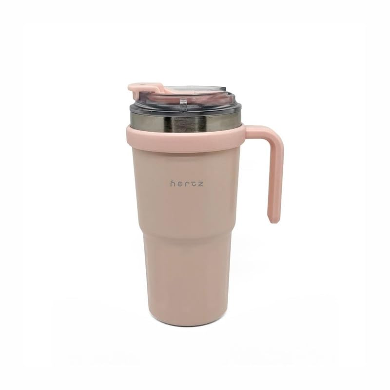 Image of NERTZ Groove Tumbler 600ml Stainless Steel Insulated Double Wall Vacuum Bottle with Straw Lid & Wide Mouth Lid Hot & Cold Leak Proof BPA Free for Gym, Travel, Office